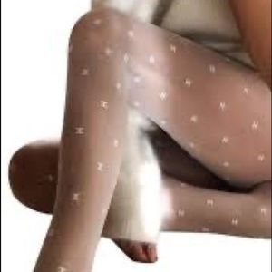 Chanel brand new logo white stocking leggings with bag.